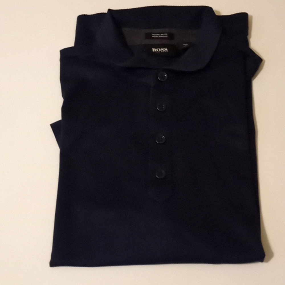 Hugo Boss Men's Sz Lg Short Sleeve, Blue Polo